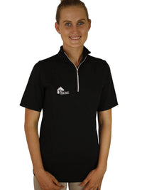 Ladies Cool Summer riding tops in black- Short sleeve