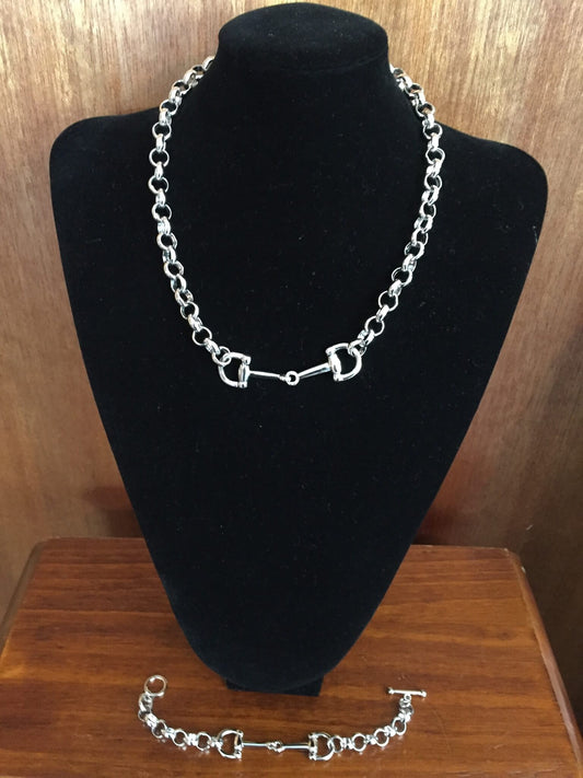 Silver Snaffle Bit & Belcher Chain Bracelet