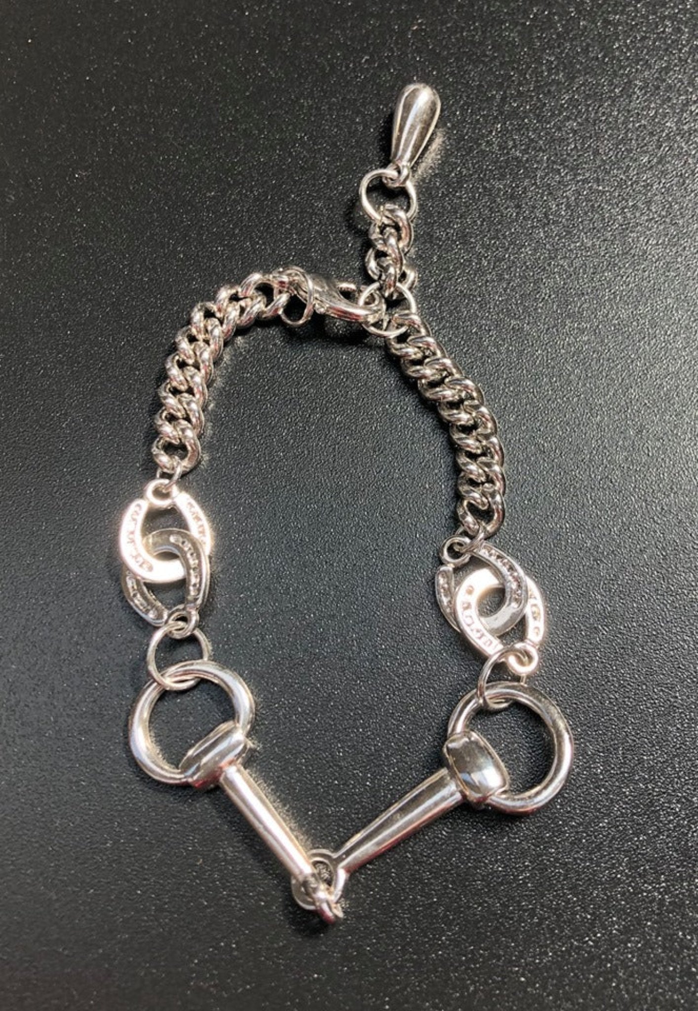 Silver Snaffle Bit & Horseshoes Bracelet