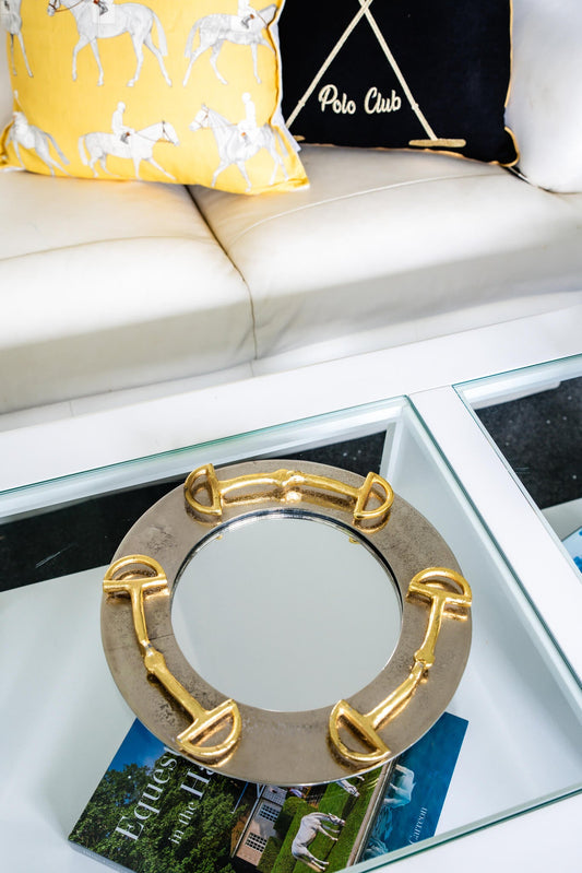 Gold Snaffle Bit Round Mirror