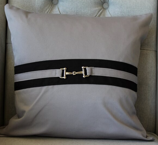 Snaffle Bit Cushion Cover -Black /Grey