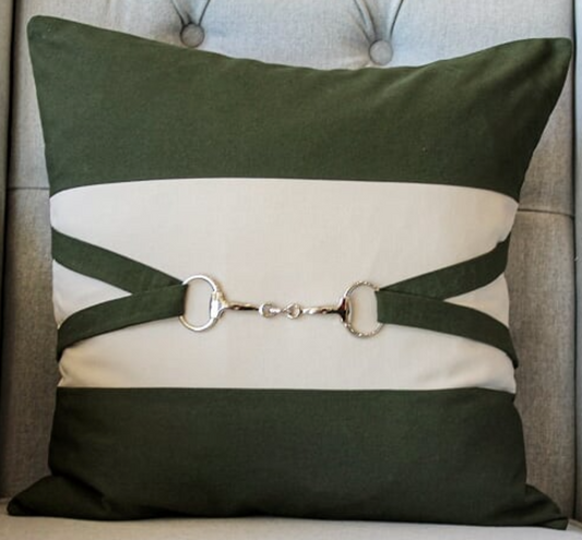 Snaffle Bit Cushion Cover -Khaki/Beige