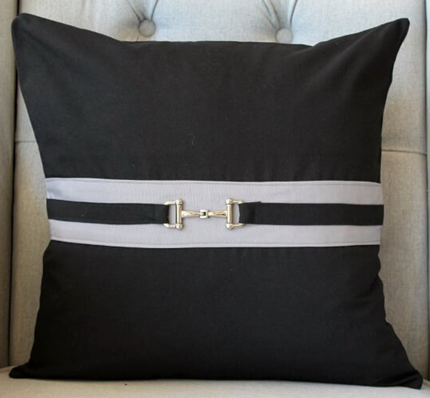 Snaffle Bit Cushion Cover -Black /Grey