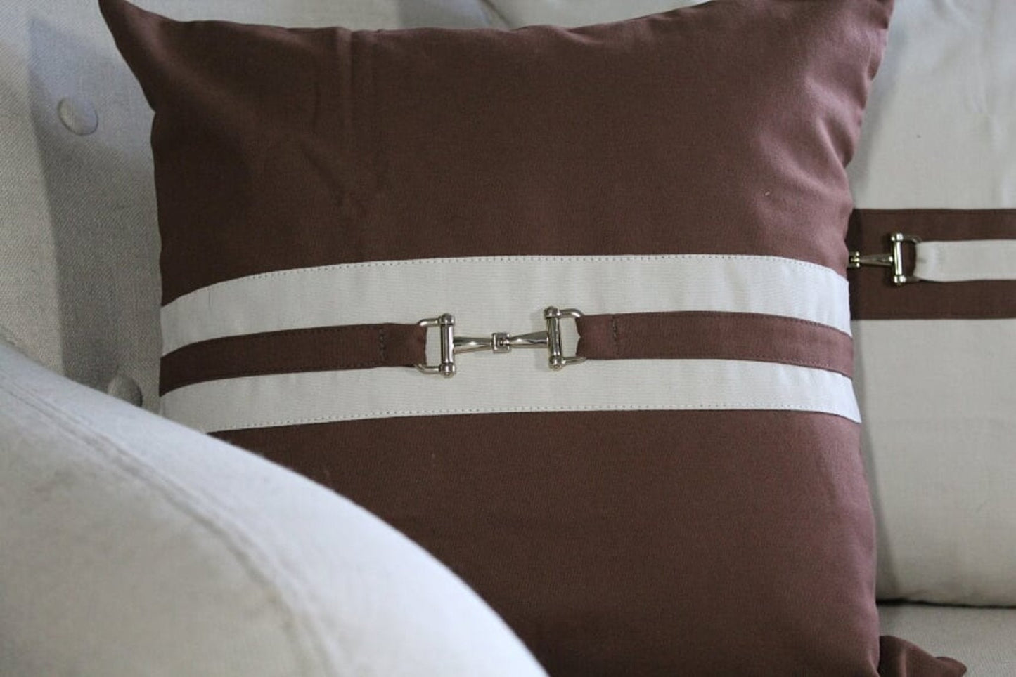 Snaffle Bit Cushion Cover - Chestnut /Cream