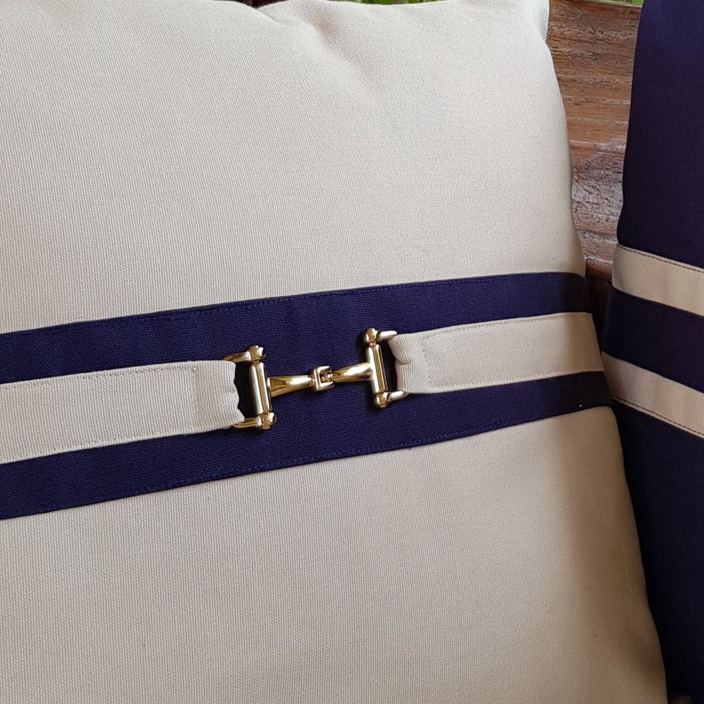 Snaffle Bit Cushion Cover - Navy /Cream