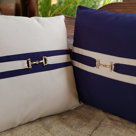 Snaffle Bit Cushion Cover - Navy /Cream