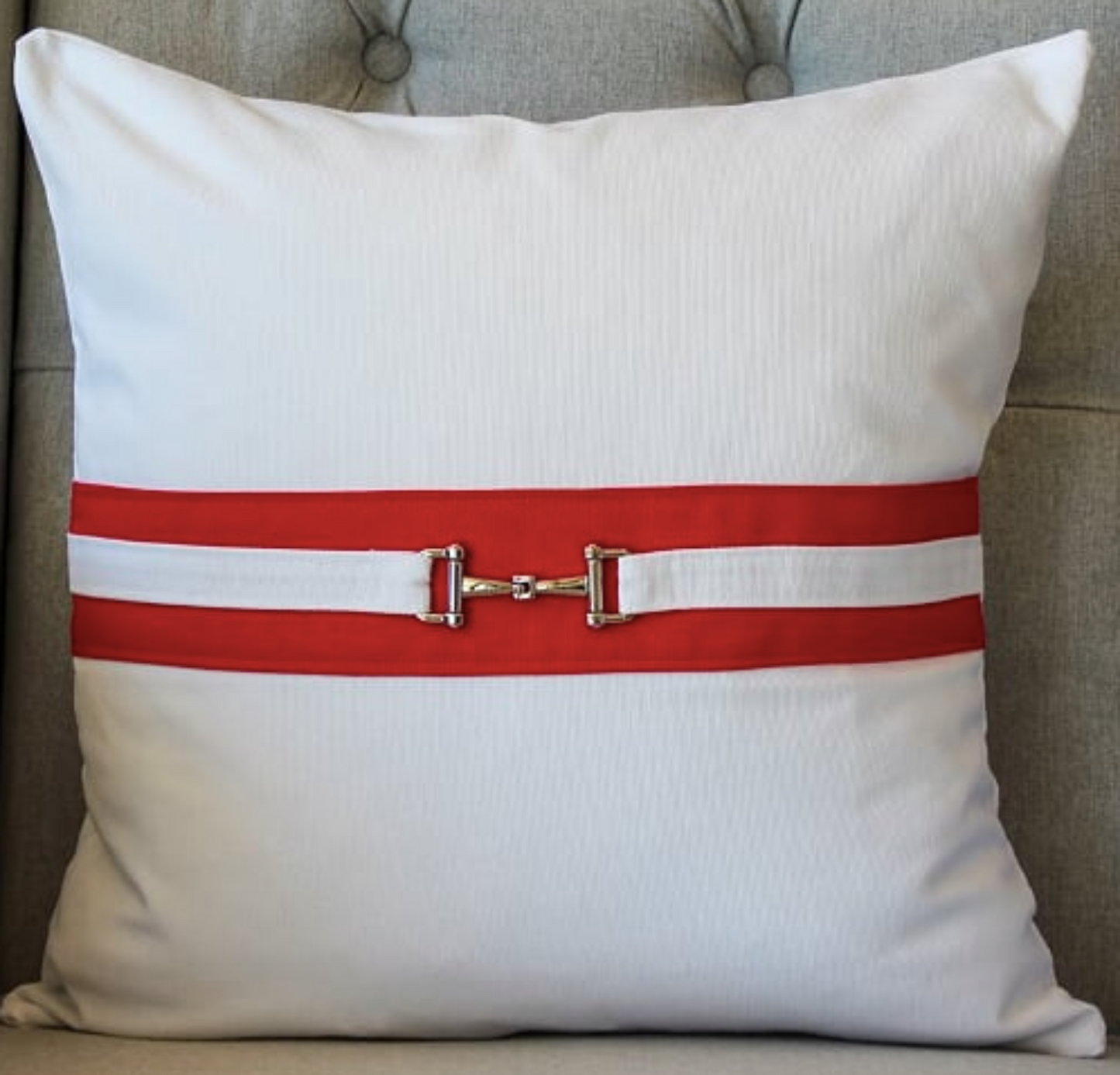 Snaffle Bit Cushion Cover - Red /White