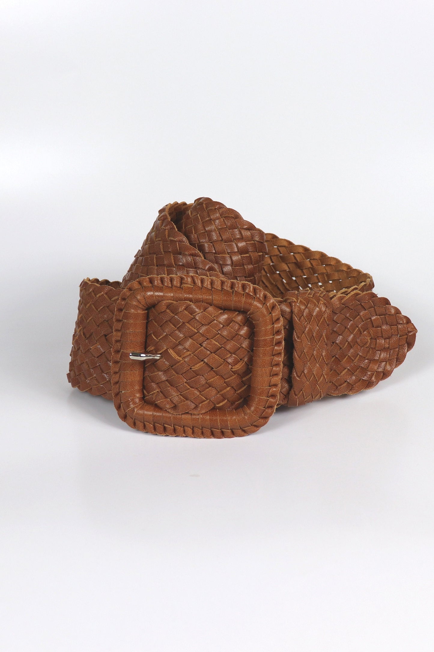 Hitchley & Harrow Tan Leather Plaited Belt