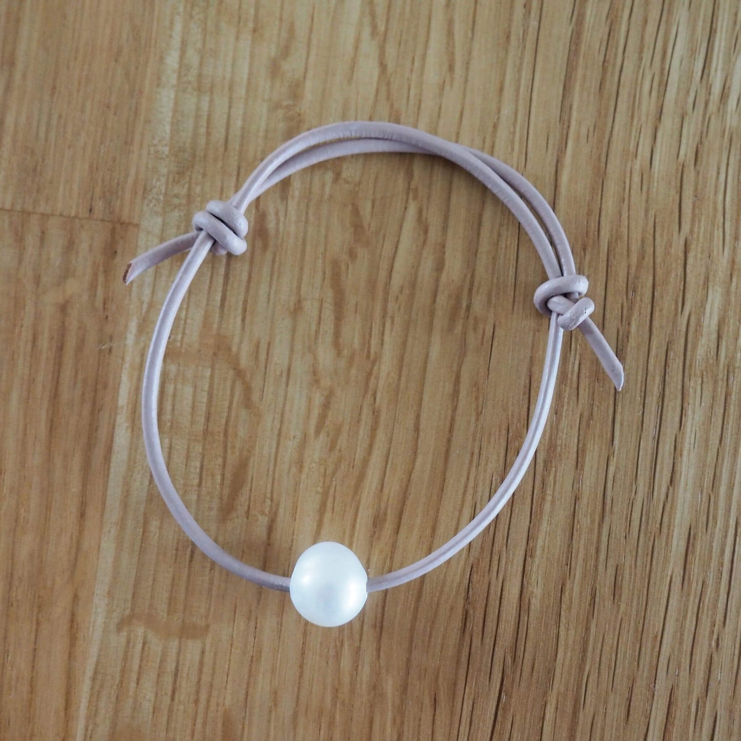 Taupe Leather & Pearl Bracelet