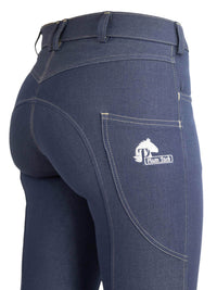 Women's Horse Riding Breeches with Denim Look, Silicone Seat, and Phone Pocket