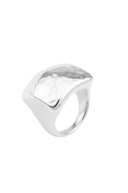 Hitchley & Harrow SS15 Square Hammered Silver Ring