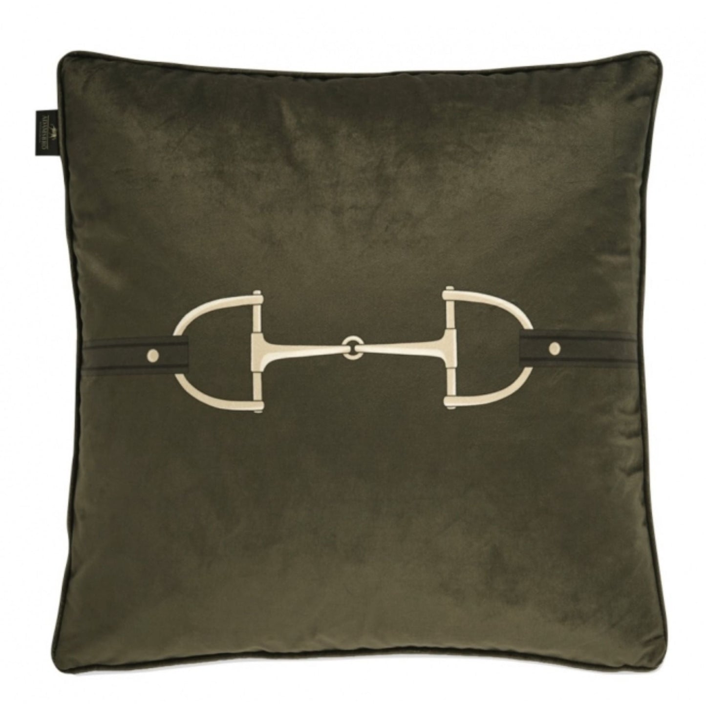 Velvet Snaffle Bit Cushion, Olive