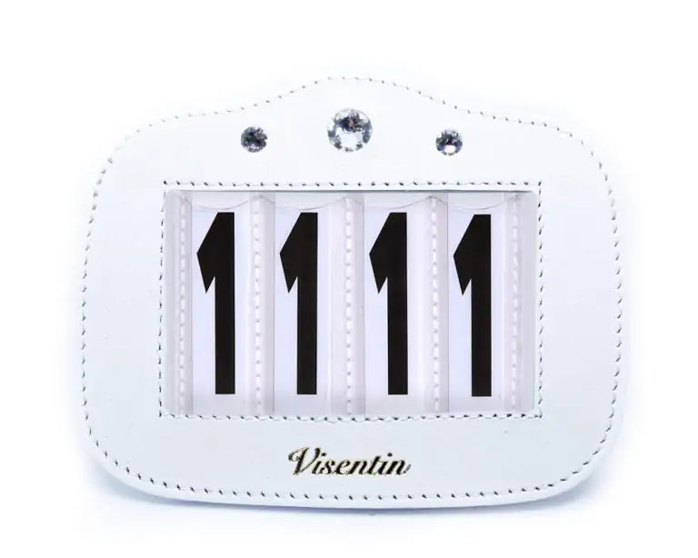 Magnetic Leather Bridle Number Holder with Swarovski Crystals