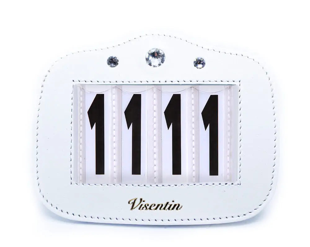 Magnetic Leather Saddle Pad Number Holder with Swarovski Crystals