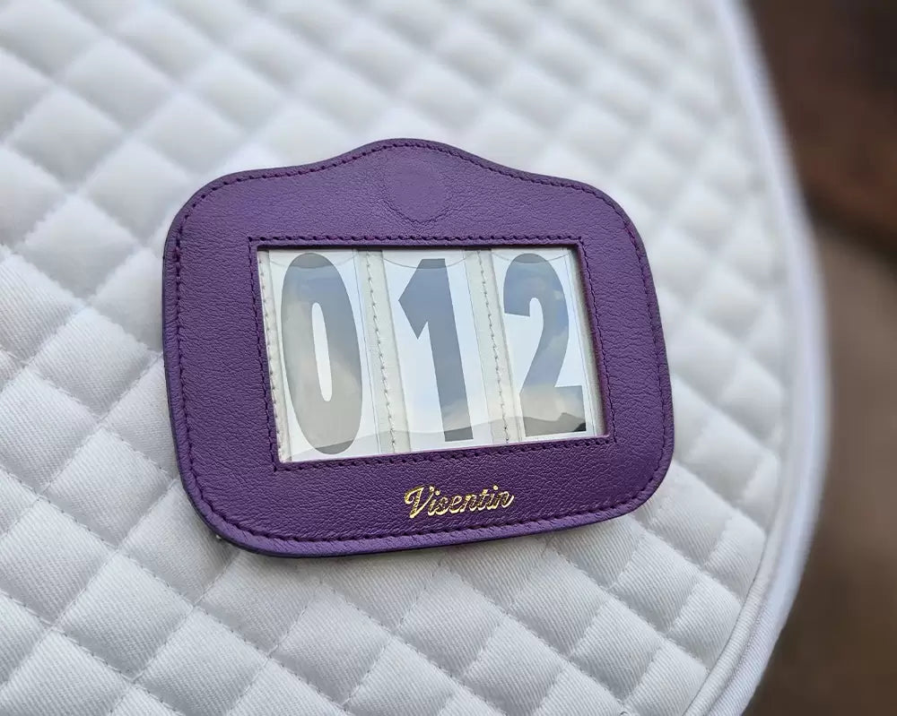 Magnetic Leather Saddle Pad Number Holder with Swarovski Crystals