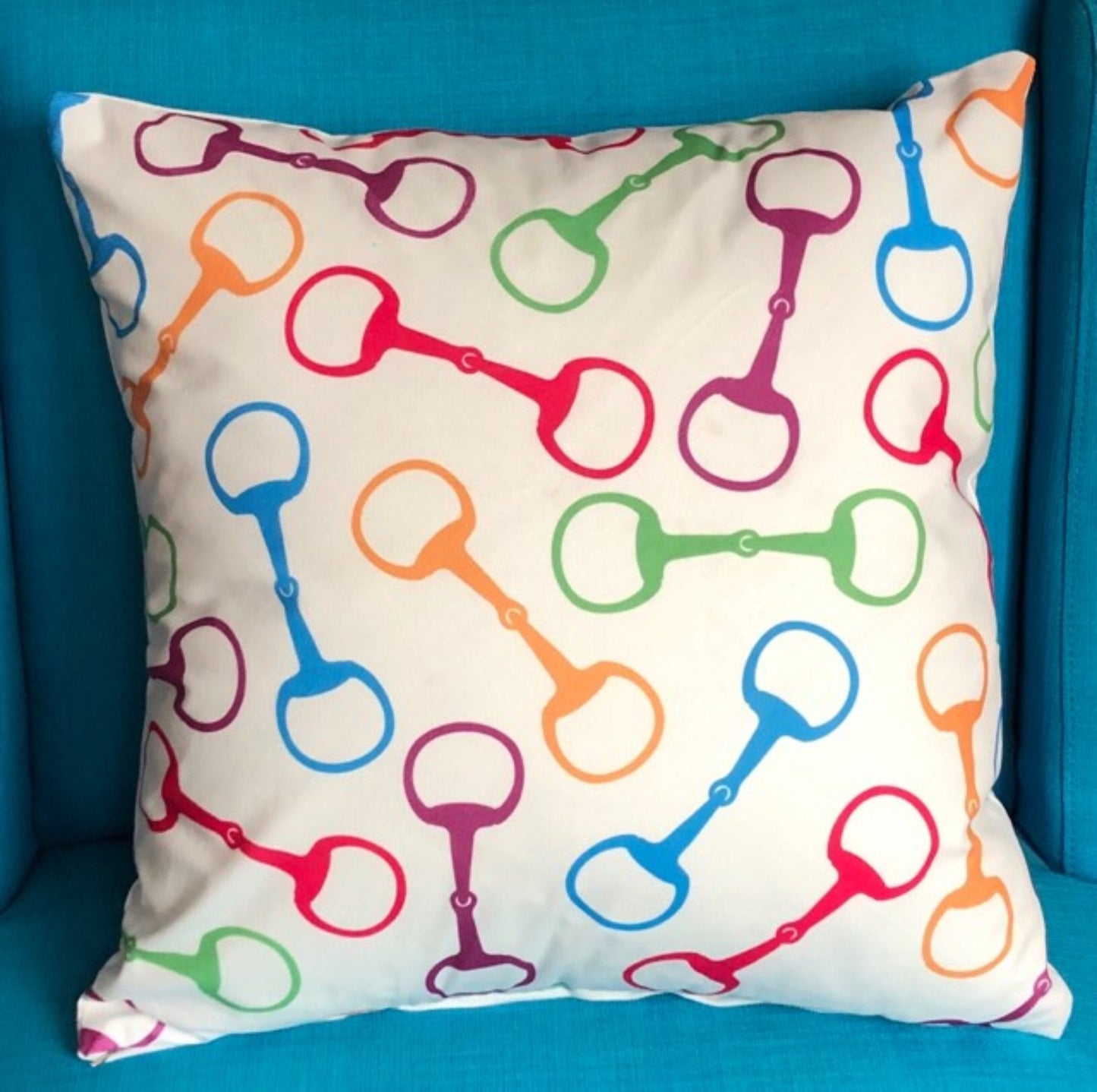 White Snaffle Bit Cushion Cover