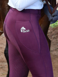 Silicone Seat Horse Riding Tights In Wine Color