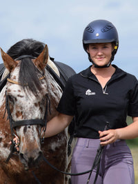 Ladies Cool Summer riding tops in black- Short sleeve