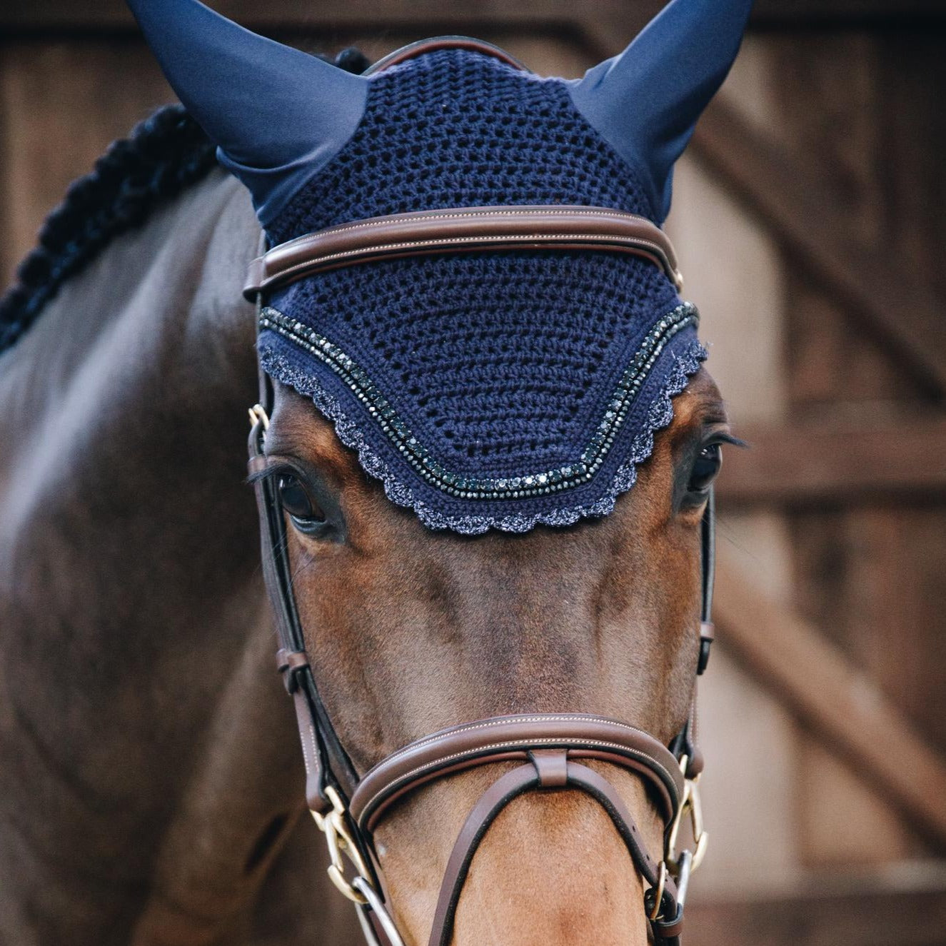 Kentucky Horsewear Ear Bonnet Wellington Stone & Pearl