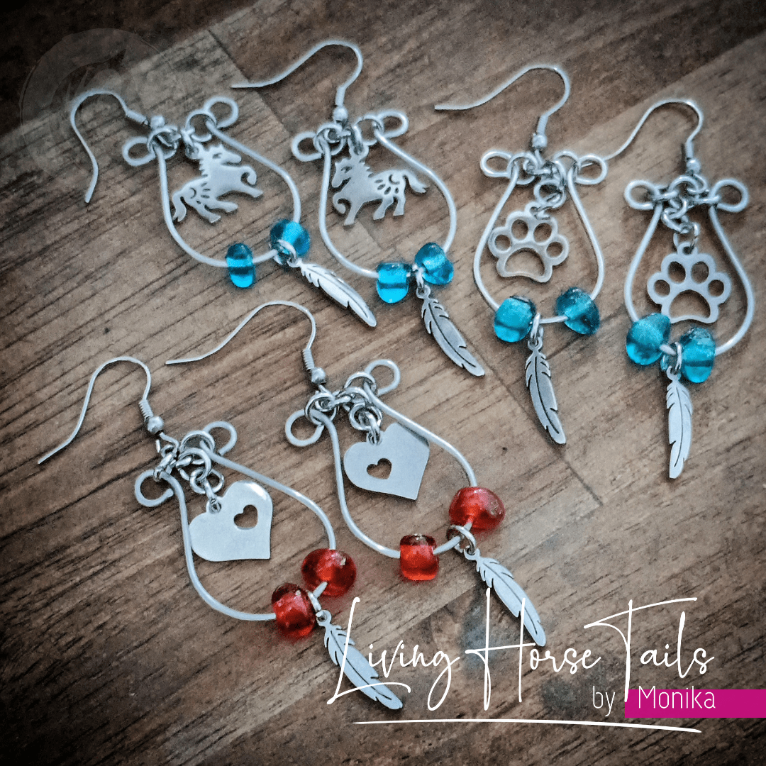 Beaded looped heart earrings