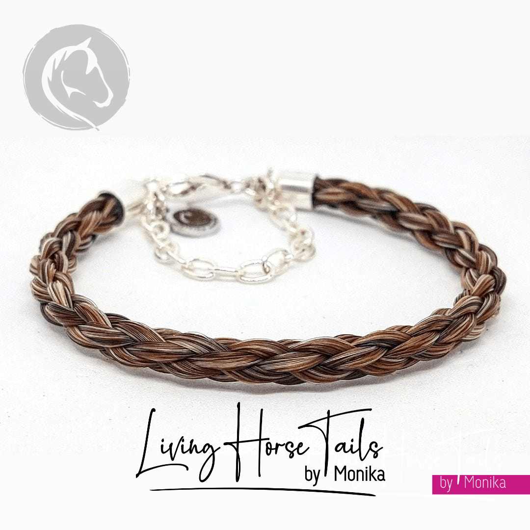 Living Horse Tails Braided Horsehair Bracelet in Sterling Silver chain and clasp Custom jewellery Monika Australia horsehair keepsake