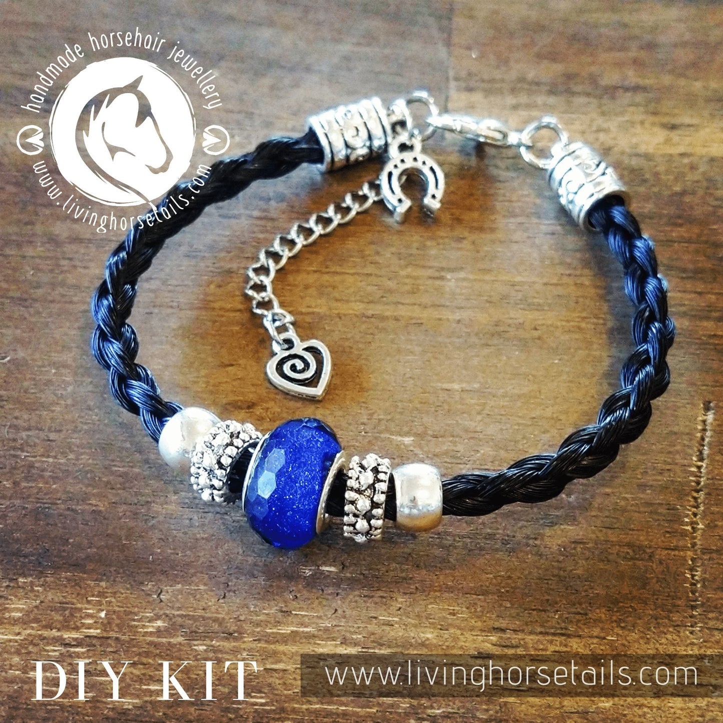 DIY Kit for Horsehair Braided Bracelet with Acrylic Bead + BONUS CHARM AND BEADS Bracelet Living Horse Tails Handmade Jewellery Custom Horse Hair Keepsakes Australia