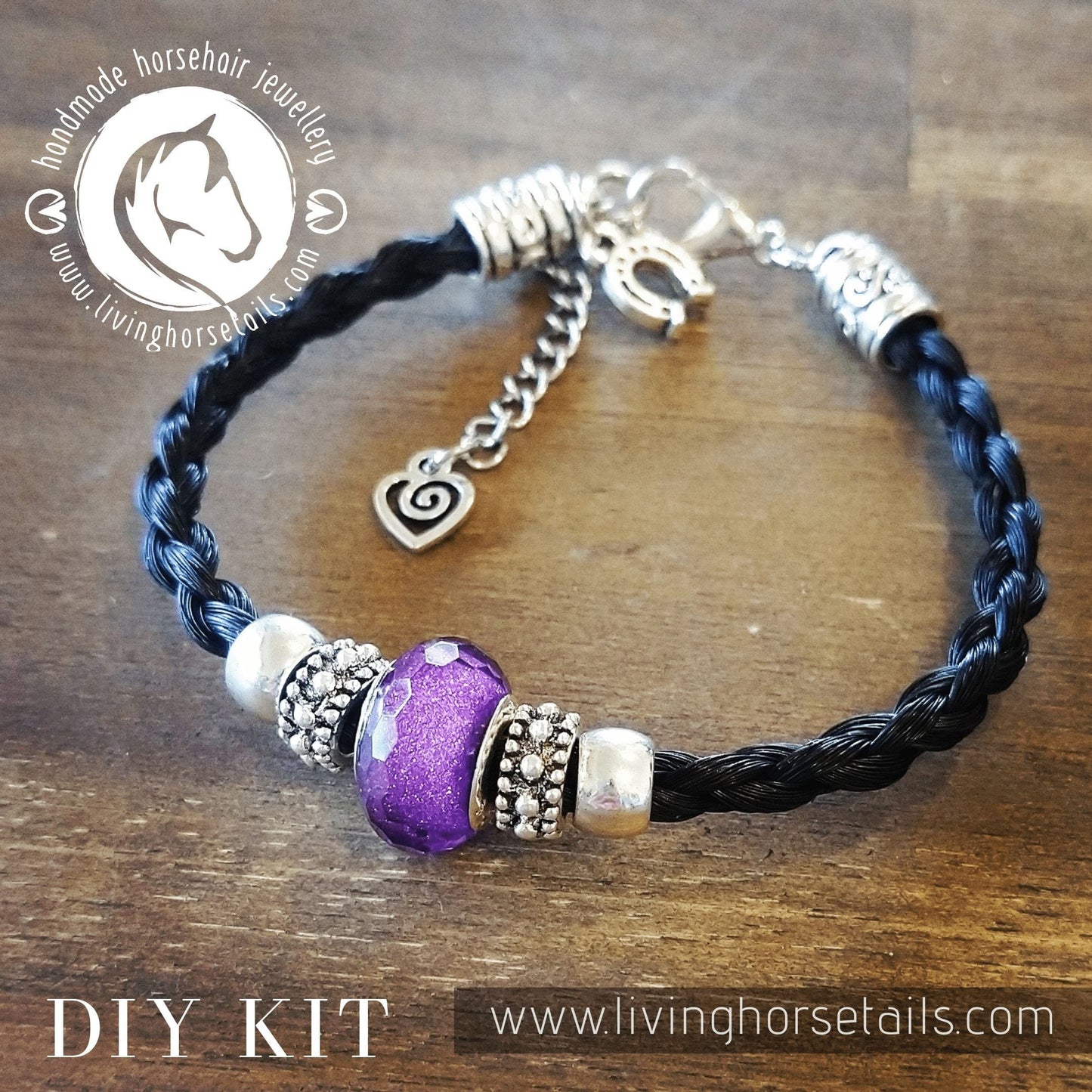 DIY Kit for Horsehair Braided Bracelet with Acrylic Bead + BONUS CHARM AND BEADS Bracelet Living Horse Tails Handmade Jewellery Custom Horse Hair Keepsakes Australia