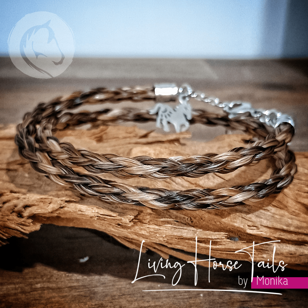 Living Horse Tails Double Wrap Stainless Steel Braided Horse Hair Bracelet Custom jewellery Monika Australia horsehair keepsake