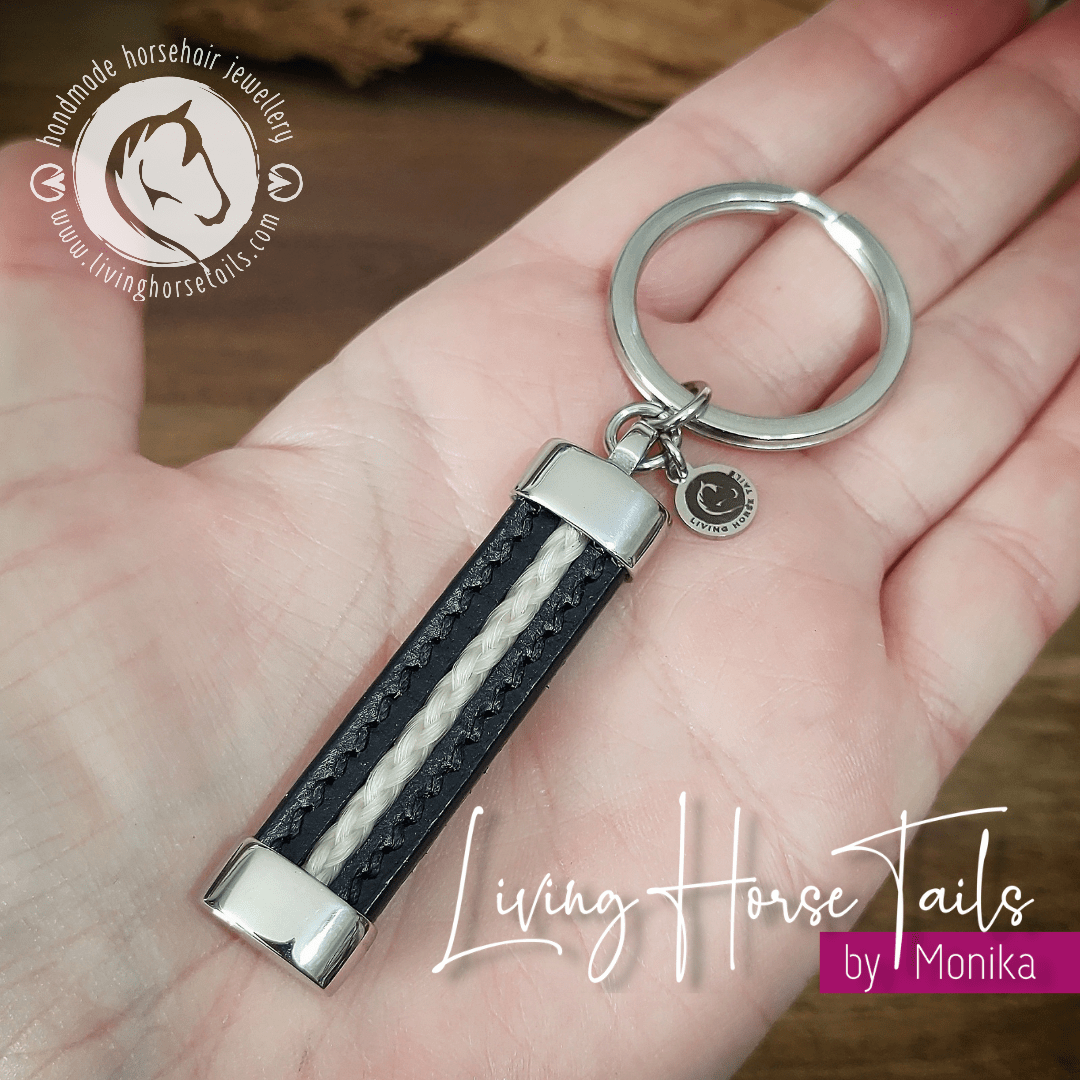 Living Horse Tails Leather and Stainless Steel Horsehair Keyring Fob Custom jewellery Monika Australia horsehair keepsake