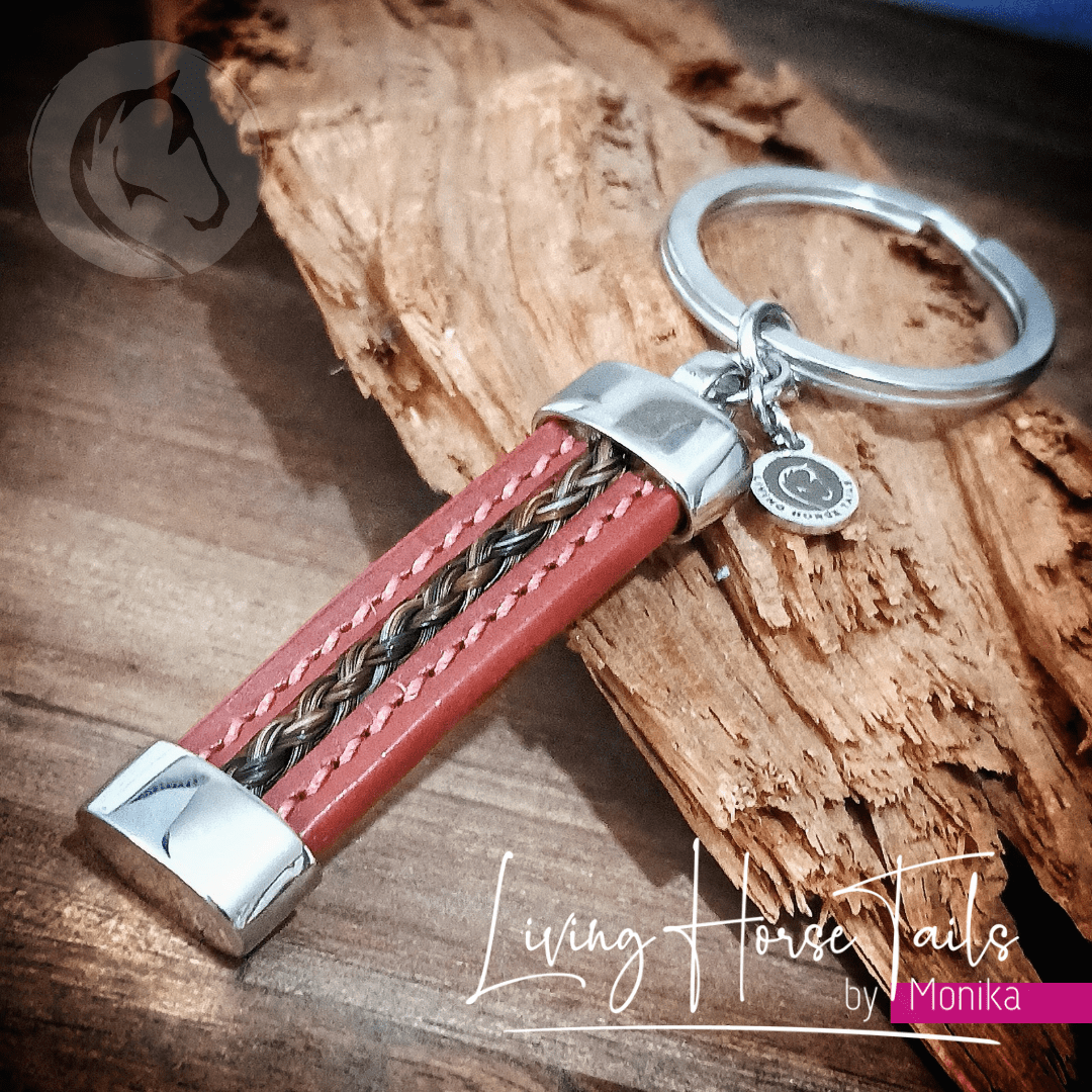 Living Horse Tails Leather and Stainless Steel Horsehair Keyring Fob Custom jewellery Monika Australia horsehair keepsake