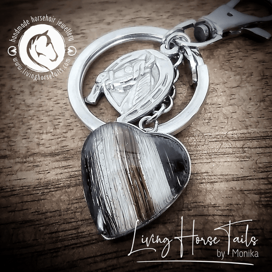 Living Horse Tails Stainless Steel Horsehair Keepsake Keyring Custom jewellery Monika Australia horsehair keepsake