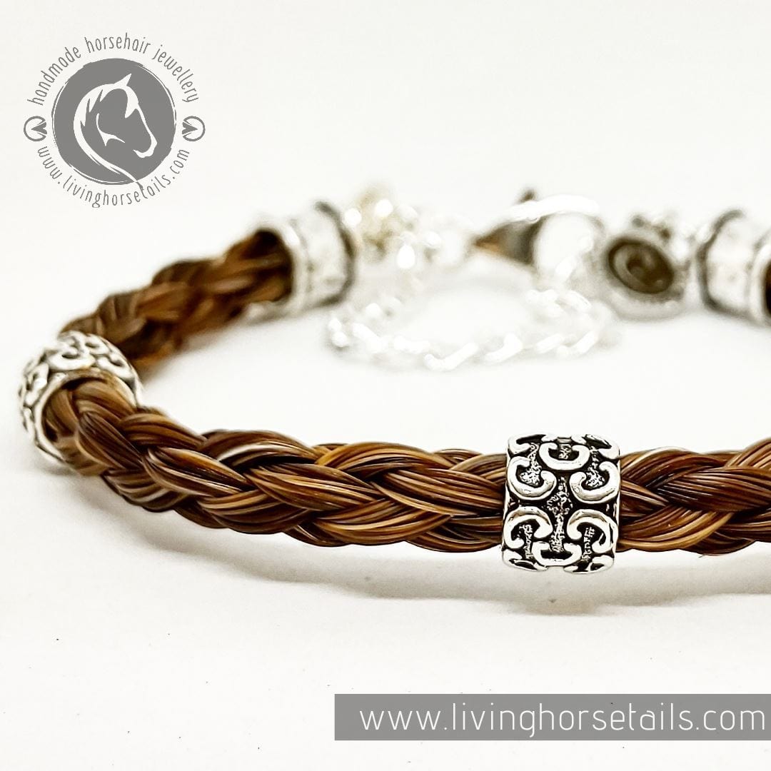 Sterling Silver Beaded Horse Hair Braided Bracelet