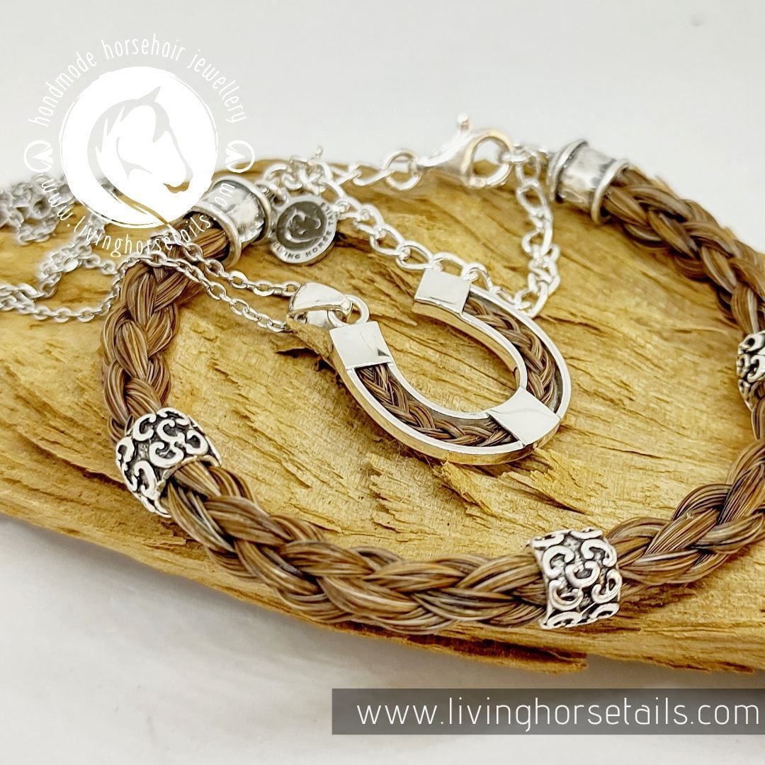 Living Horse Tails Sterling Silver Beaded Horse Hair Braided Bracelet Custom jewellery Monika Australia horsehair keepsake