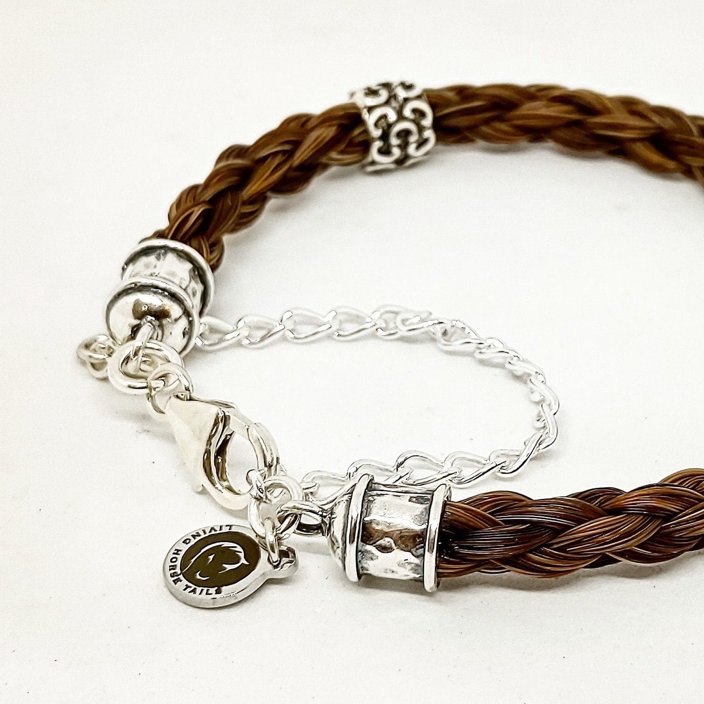 Living Horse Tails Sterling Silver Beaded Horse Hair Braided Bracelet Custom jewellery Monika Australia horsehair keepsake