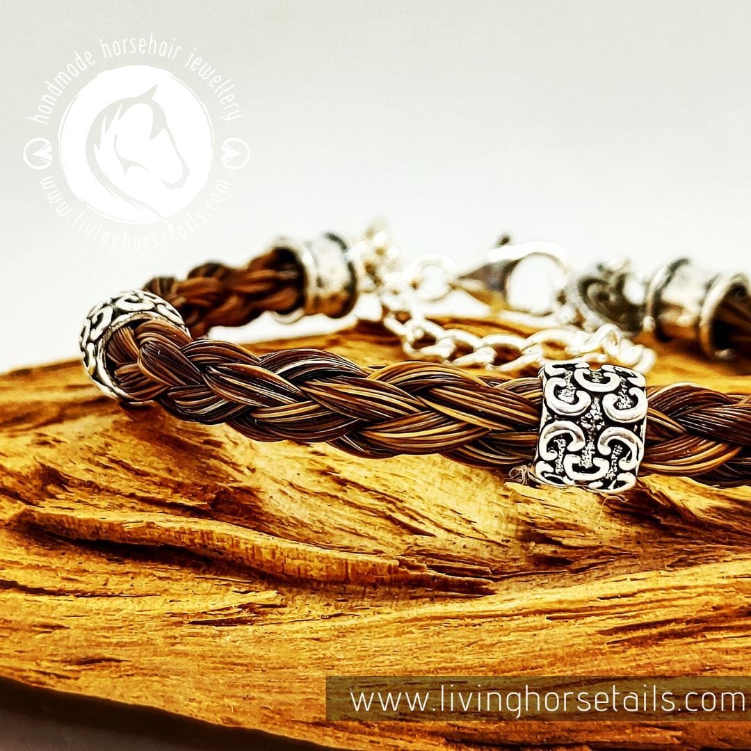 Living Horse Tails Sterling Silver Beaded Horse Hair Braided Bracelet Custom jewellery Monika Australia horsehair keepsake