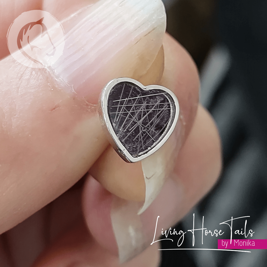 Living Horse Tails Sterling Silver Heart Resin Stud Earrings Custom jewellery Monika Australia horsehair keepsake