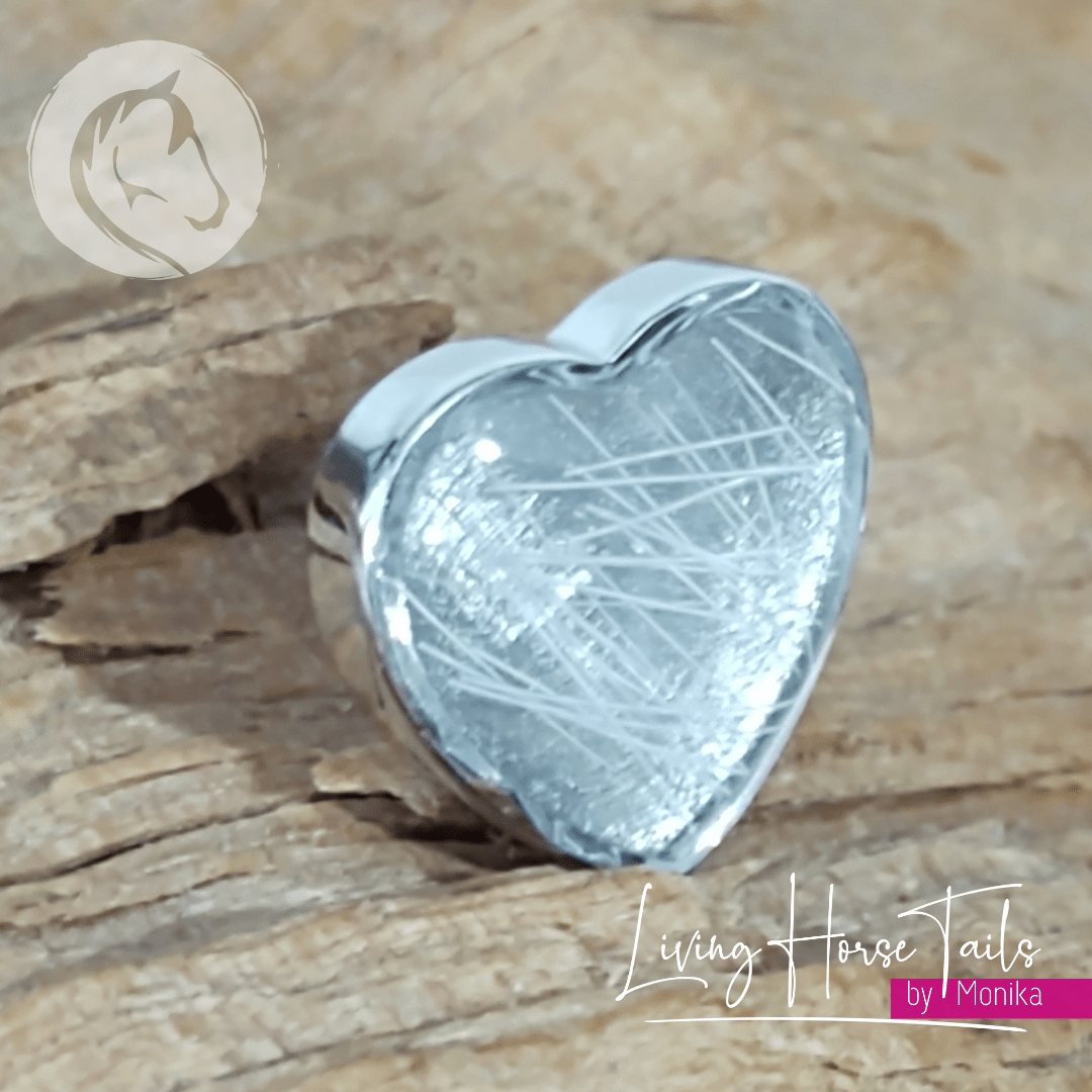 Living Horse Tails Sterling Silver Heart Resin Stud Earrings Custom jewellery Monika Australia horsehair keepsake