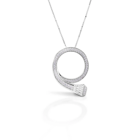 Kelly Herd Necklace Pavé Circle Nail Pendant - Sterling Silver