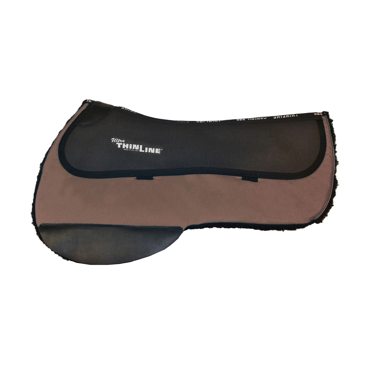 Thinline brown and black saddle pad with logo visible.