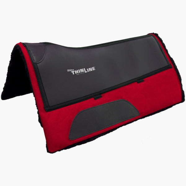 Red and black Thinline saddle pad with logo detailing.