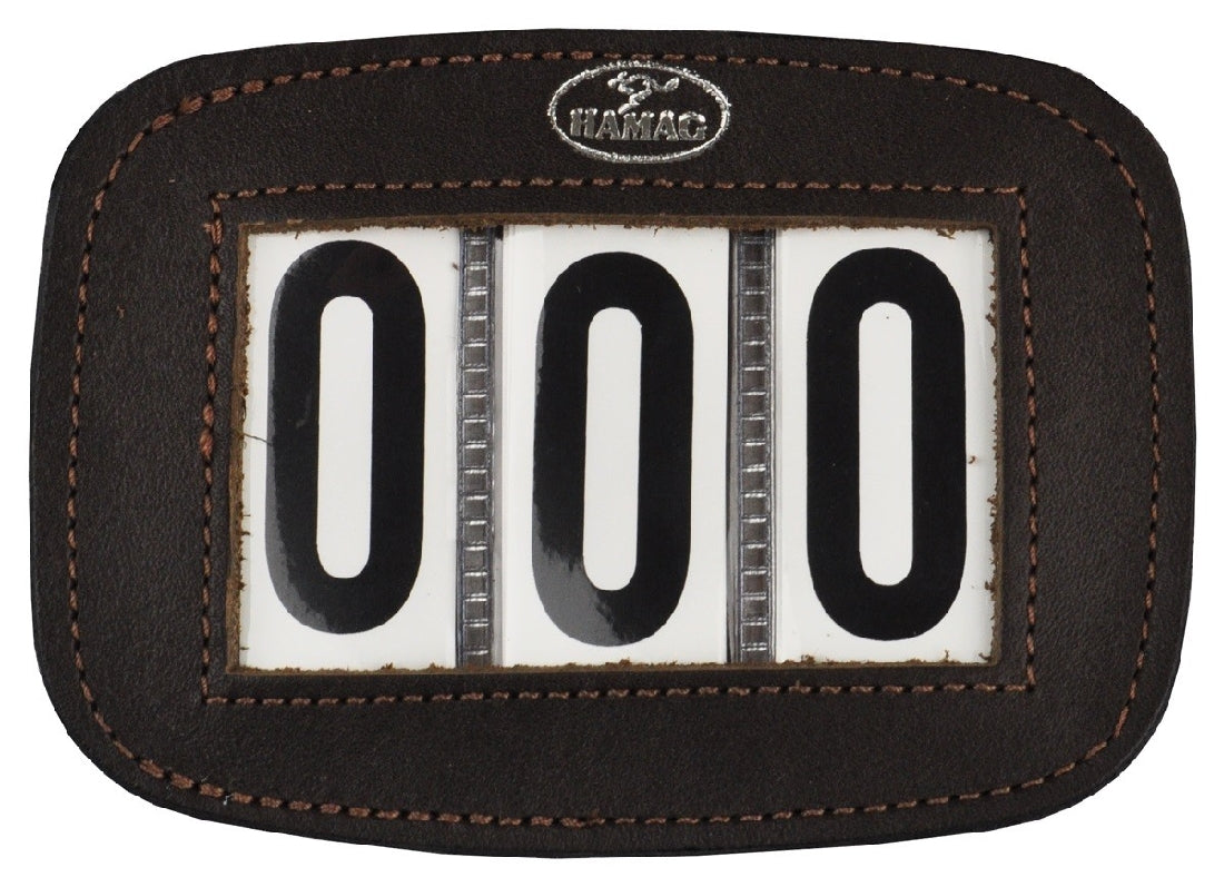 Hamag Number Holder Bridle Leather 3 Digit Pair Mahogany Brown-Ascot Saddlery-The Equestrian