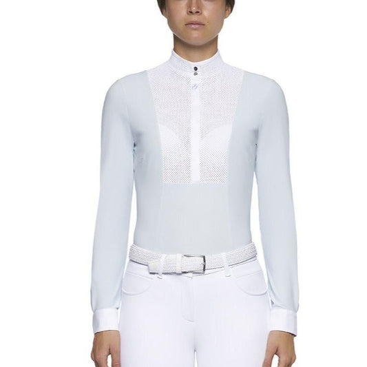 Cavalleria Toscana Perforated Bib and Collar Long Sleeve Shirt-Trailrace Equestrian Outfitters-The Equestrian