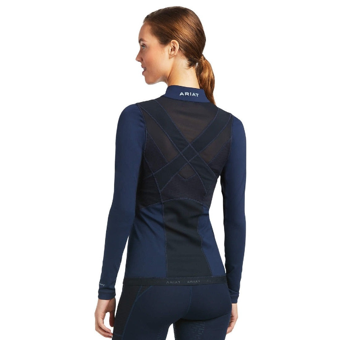 Baselayer Ariat Ascent Long Sleeve Navy Ladies-Ascot Saddlery-The Equestrian