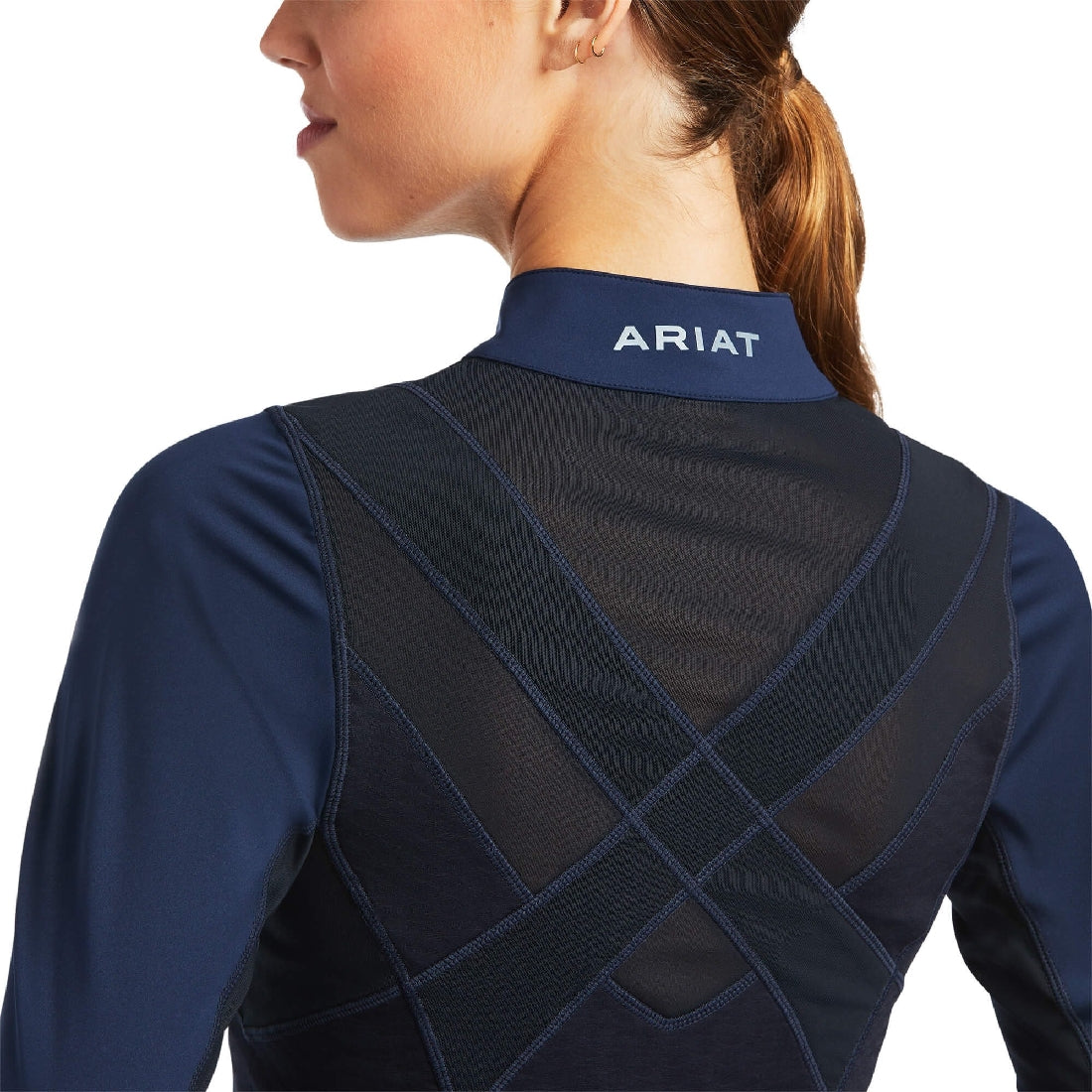 Baselayer Ariat Ascent Long Sleeve Navy Ladies-Ascot Saddlery-The Equestrian