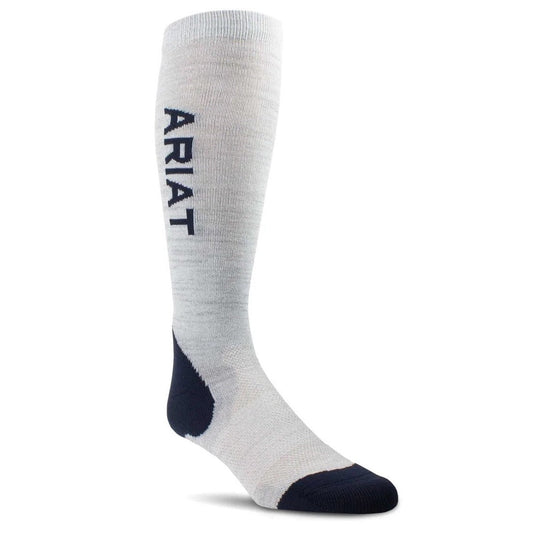 Socks Ariat Ariattek Performance Uni Heather Grey & Navy-Ascot Saddlery-The Equestrian