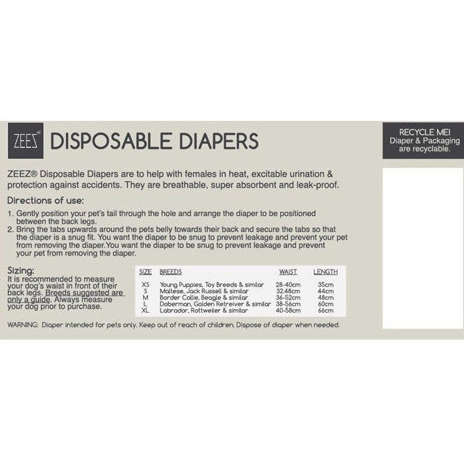 Diapers Disposable Waist 28cm-40cm 12 Pack-Ascot Saddlery-The Equestrian