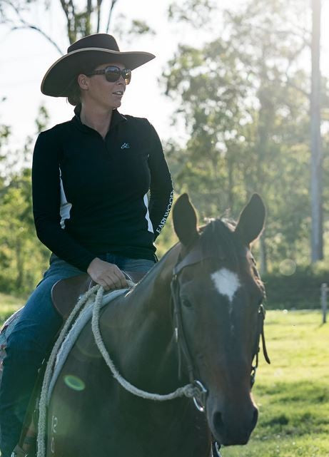 Shirt Earlwood Ava Sunshirt Long Sleeve Black & Grey-Ascot Saddlery-The Equestrian