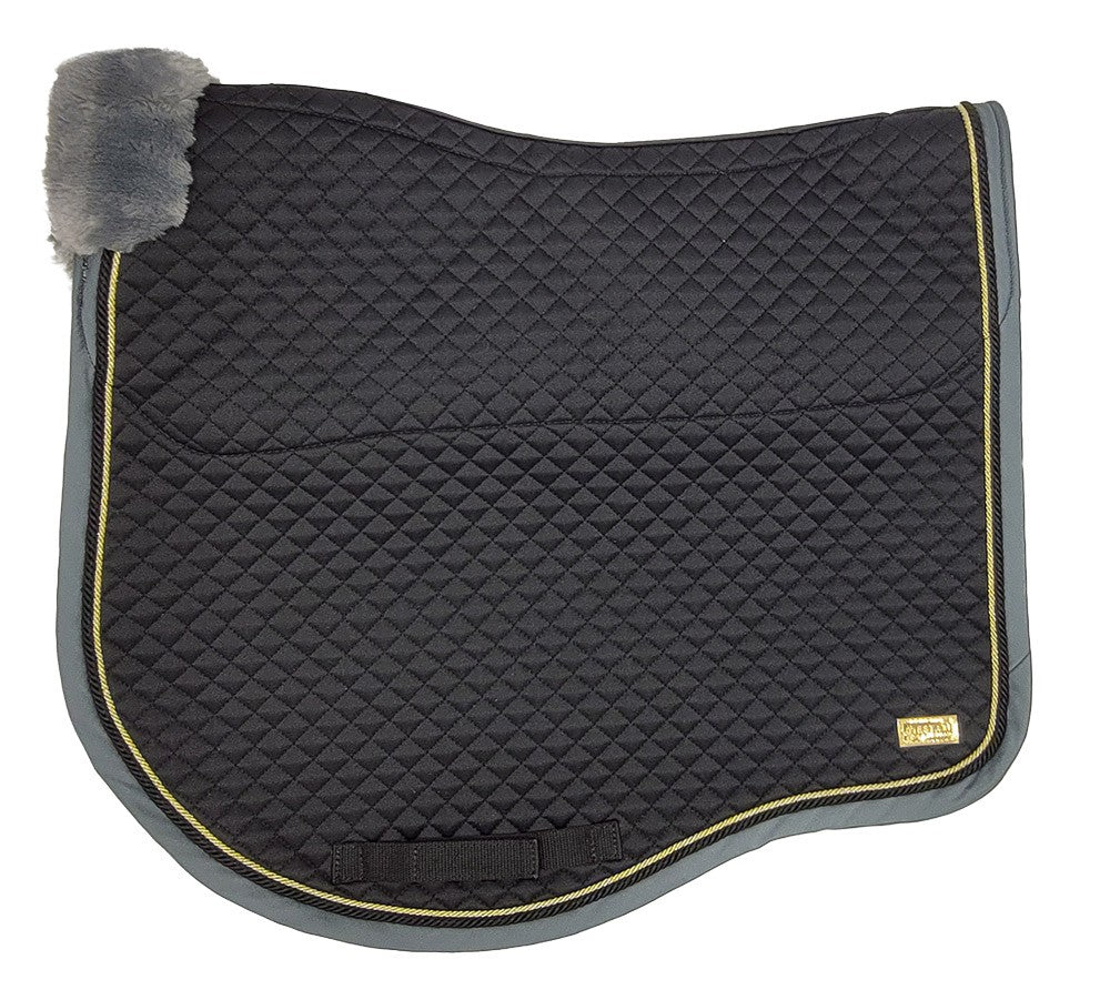 Saddlecloth Dressage Fleece Trim Estate 2023 Black & Grey-Ascot Saddlery-The Equestrian