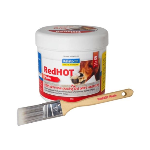 Kelato RedHOT Paste jar with brush. Stops destructive chewing.