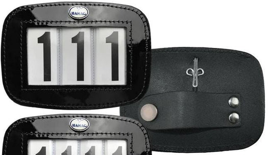 Hamag Number Holder Bridle Patent Leather 3 Digit Pair Black-Ascot Saddlery-The Equestrian